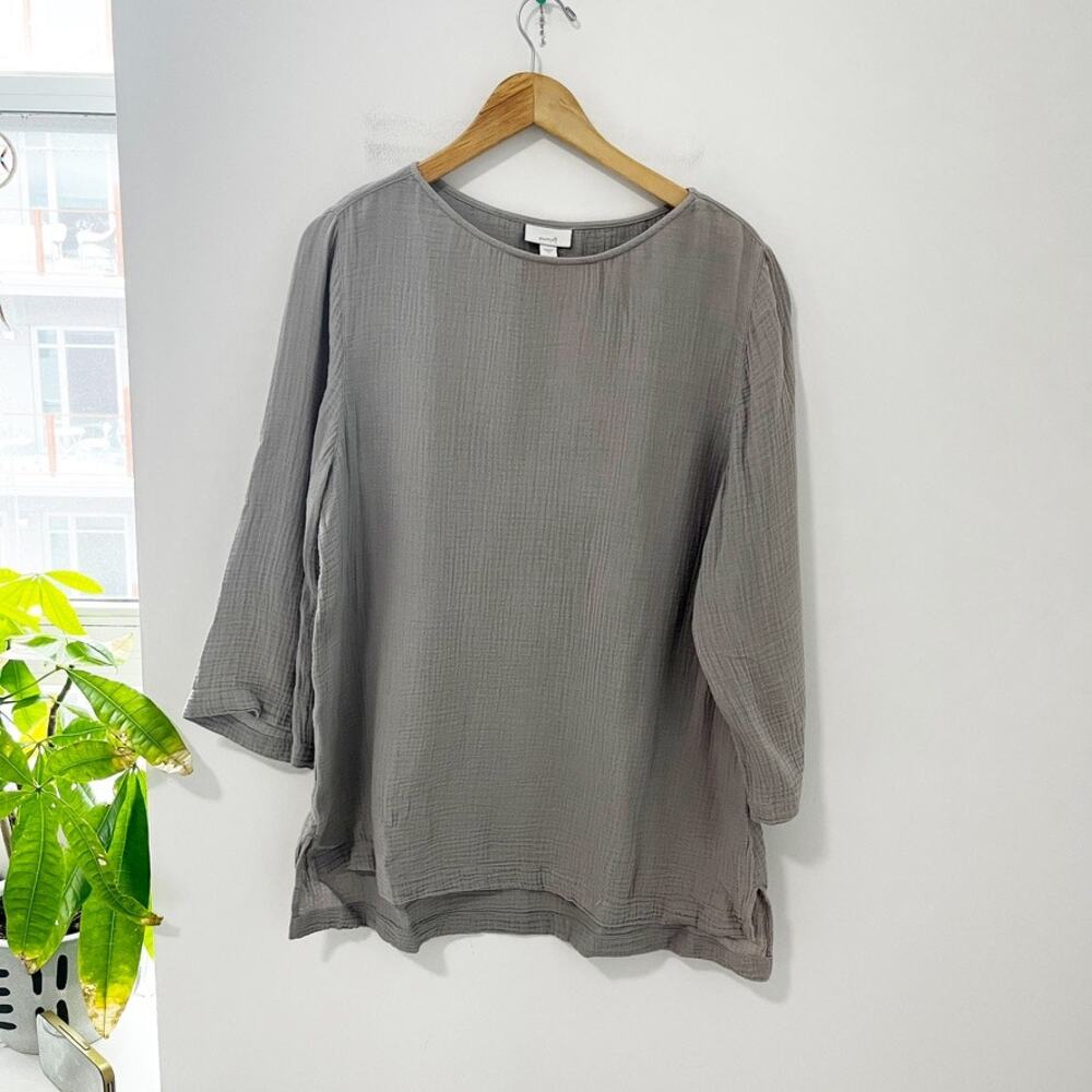 J. Jill PureJill Gray Texture Long Blouse Size Medium